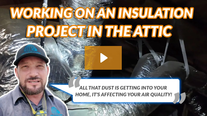 Working on an insulation project in the attic.