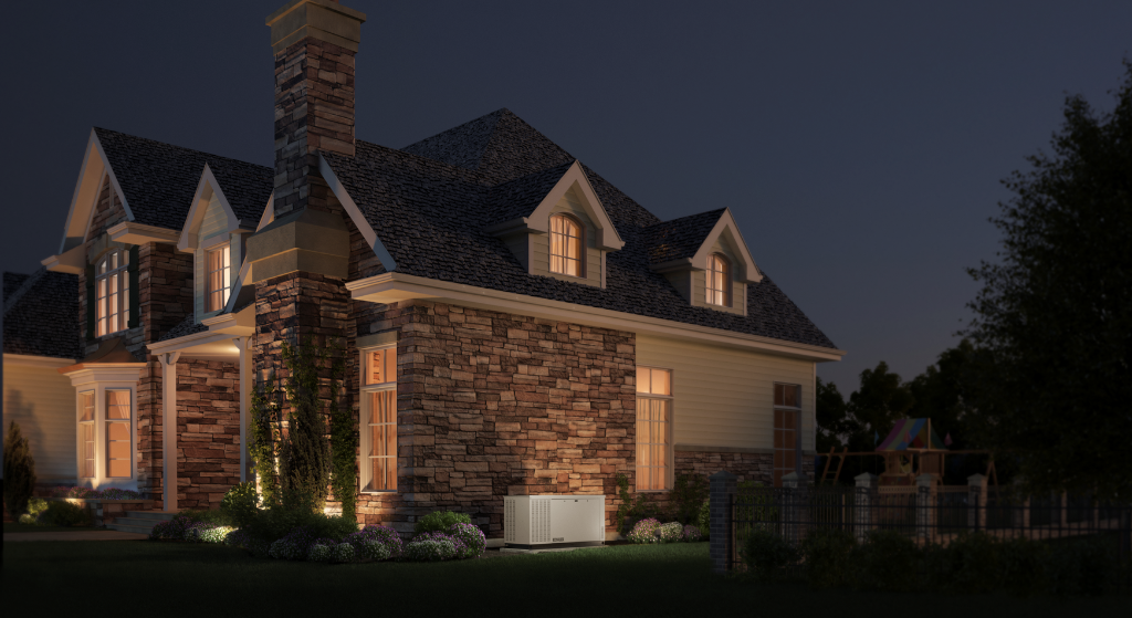 KOHLER Whole Home Generator next to house